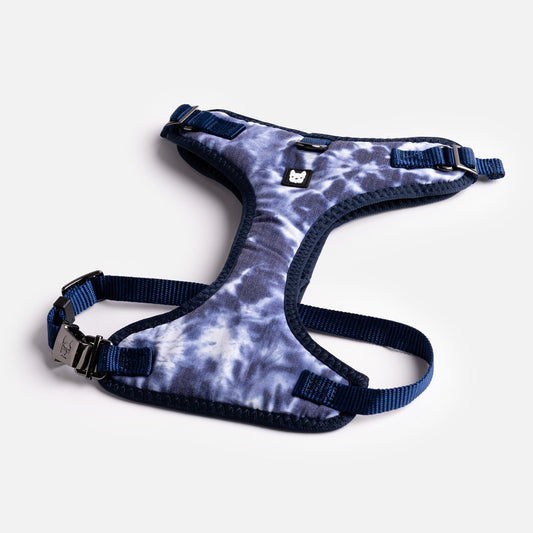 Poplin Dog Harness in Blue Tie Dye
